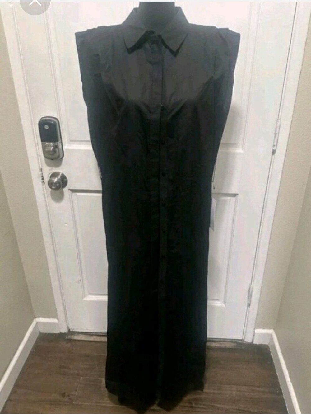 English Factory NWT Black Cotton Maxi Shirt Dress Size L $120 Cocktail
